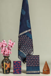 Premium Hand Block Printed Maheshwari Silk Suit (BFMAH08)
